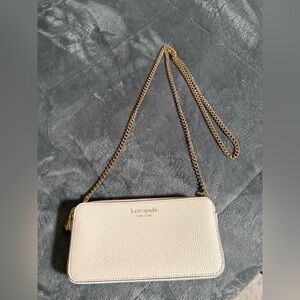 kate spade Cream Leather Crossbody with Gold Chain Strap